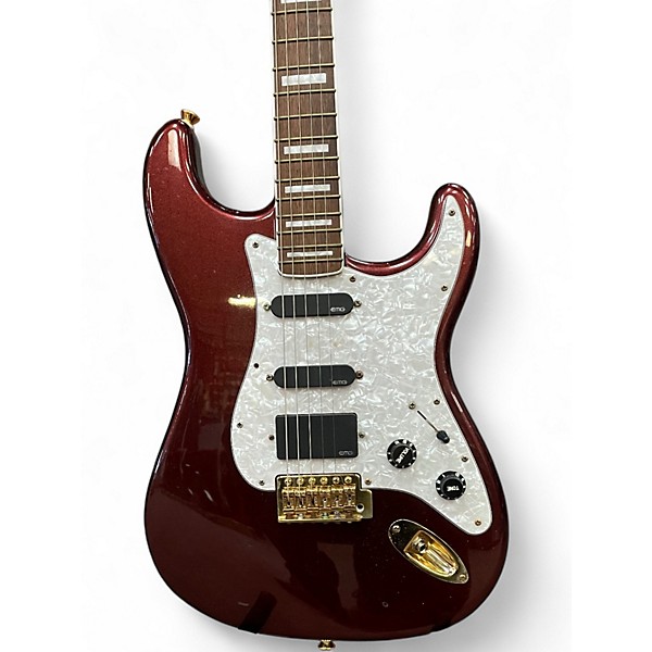Used Squier 40th Anniversary Stratocaster with EMG pickups Ruby Solid Body Electric Guitar