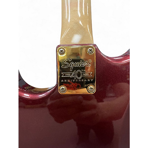 Used Squier 40th Anniversary Stratocaster with EMG pickups Ruby Solid Body Electric Guitar