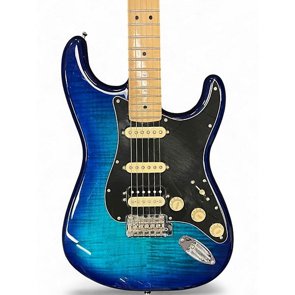 Used Fender Limited Edition Player Stratocaster HSS Plus Top Blue Burst Solid Body Electric Guitar