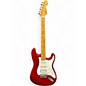 Used Squier FSR Short Scale Stratocaster Crimson Red Transparent Solid Body Electric Guitar
