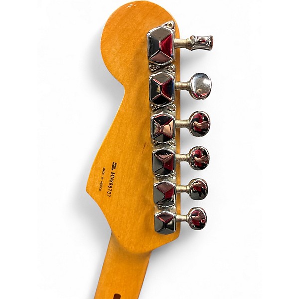 Used Squier FSR Short Scale Stratocaster Crimson Red Transparent Solid Body Electric Guitar