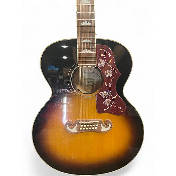 Used Epiphone J-200 Vintage Sunburst 12 String Acoustic Electric Guitar