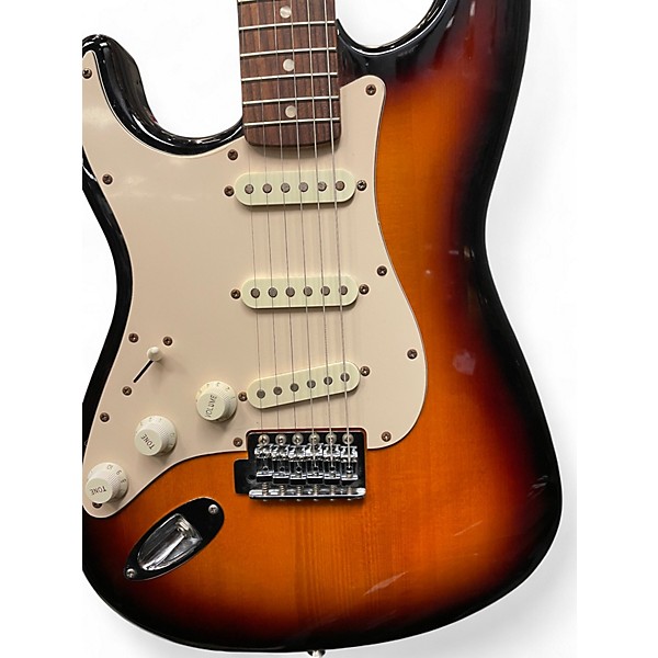 Used Squier AFFINITY LEFTY STRAT 2 Color Sunburst Solid Body Electric Guitar