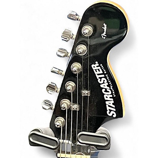 Used Starcaster by Fender Stratocaster Black Solid Body Electric Guitar