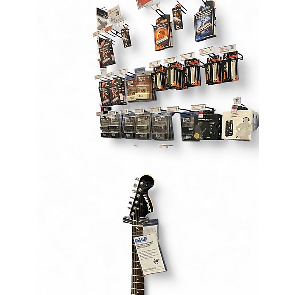 Used Starcaster by Fender Stratocaster Black Solid Body Electric Guitar