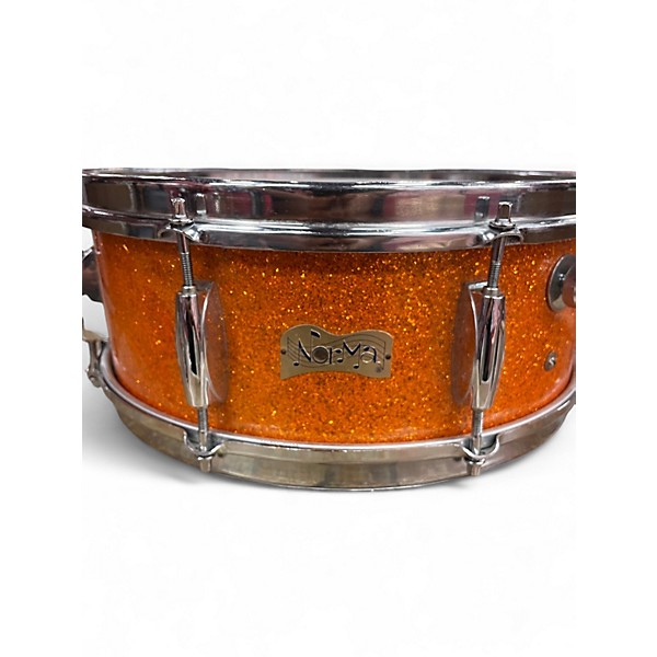 Used Norma 6.5X14 Snare Drum Orange Sparkle Drum