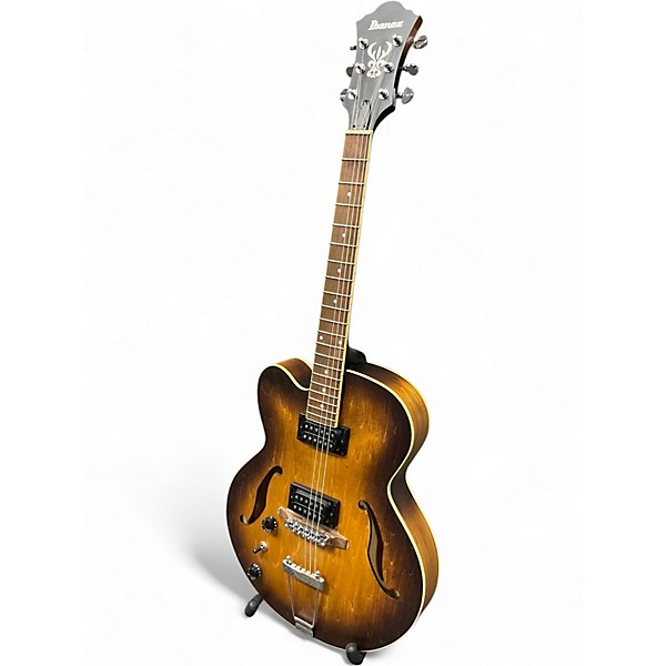 Used Ibanez Left Handed A55ltf Worn Brown Hollow Body Electric Guitar