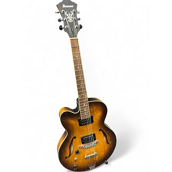 Used Ibanez Left Handed A55ltf Worn Brown Hollow Body Electric Guitar