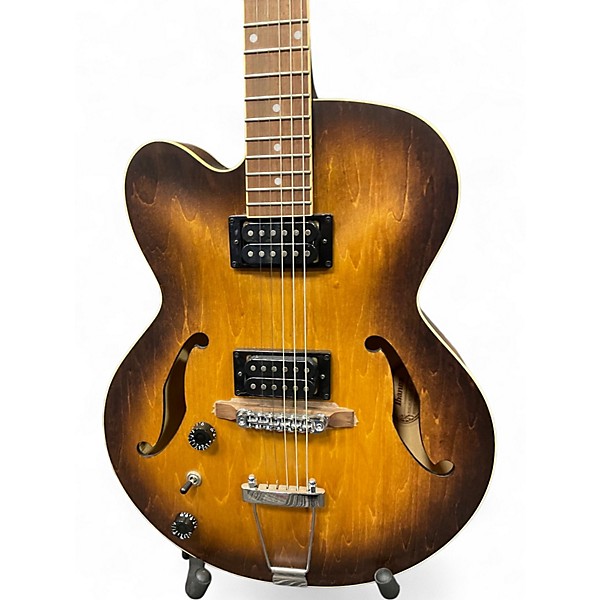 Used Ibanez Left Handed A55ltf Worn Brown Hollow Body Electric Guitar