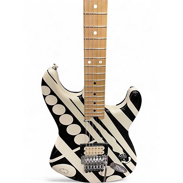 Used EVH Stripe Series Circles Black and White Solid Body Electric Guitar