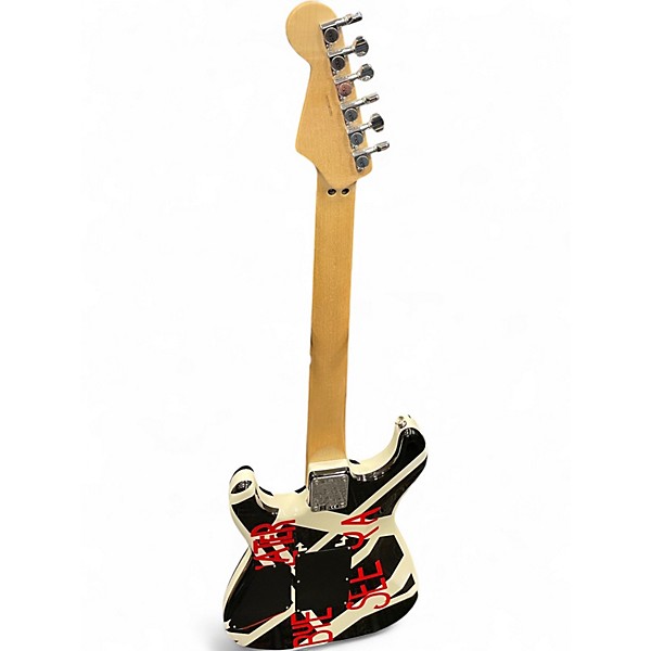 Used EVH Stripe Series Circles Black and White Solid Body Electric Guitar