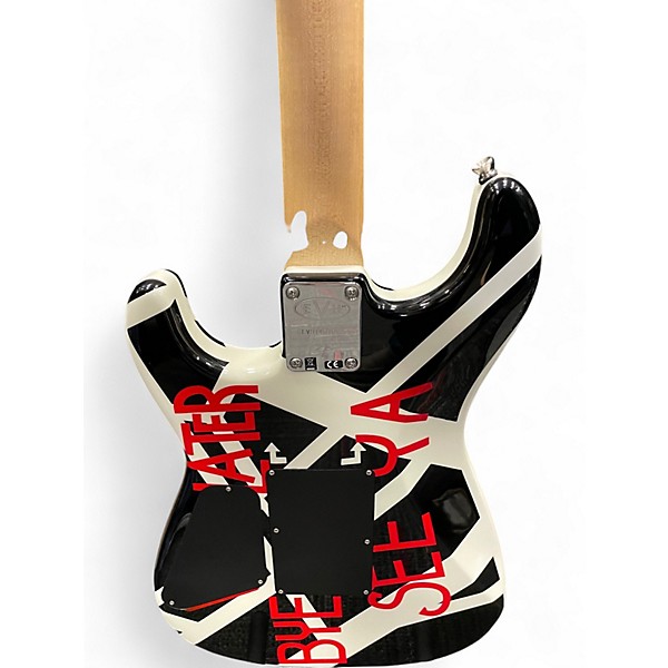 Used EVH Stripe Series Circles Black and White Solid Body Electric Guitar
