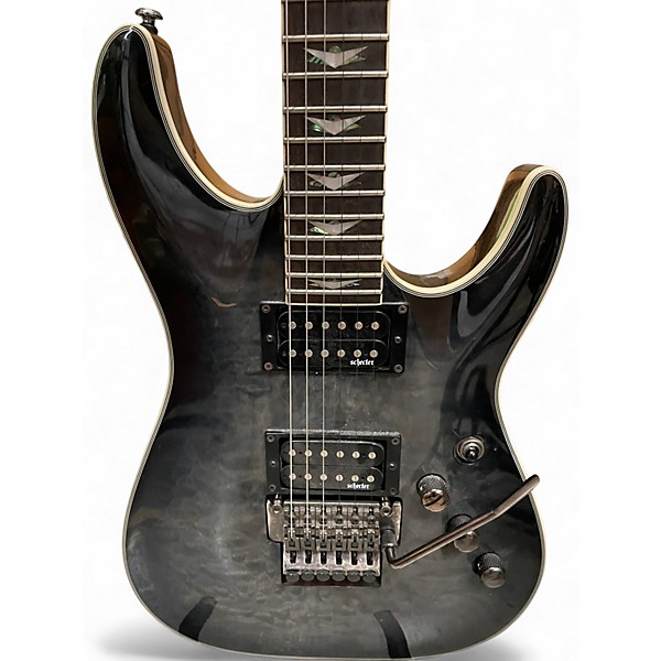 Used Schecter Guitar Research Omen Extreme 6 Floyd Rose Trans Black Solid Body Electric Guitar