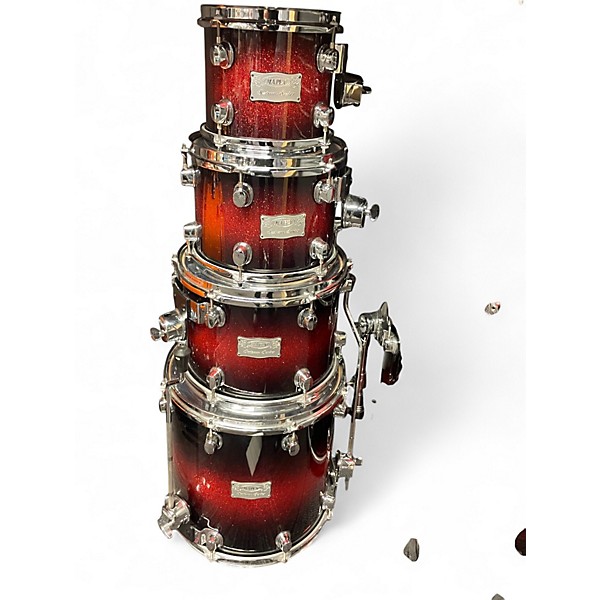 Used Mapex 7 Piece Saturn III Black Cherry Sparkle Drum Kit
