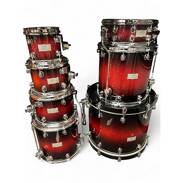 Used Mapex 7 Piece Saturn III Black Cherry Sparkle Drum Kit