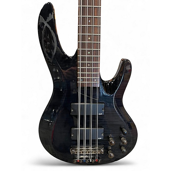 Used ESP LTD B208FM 8 String Trans Black Electric Bass Guitar