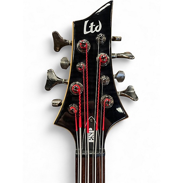 Used ESP LTD B208FM 8 String Trans Black Electric Bass Guitar