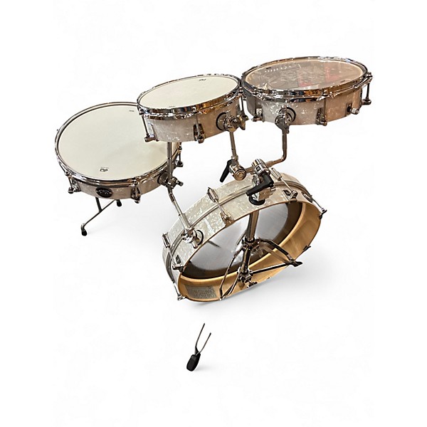 Used DW 4 Piece Performance Series 4-Piece Low Pro Travel Shell Pack White Marine Pearl Drum Kit