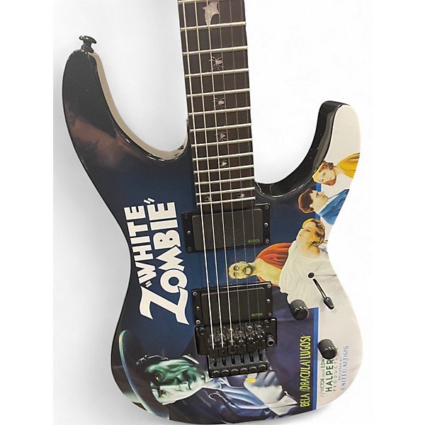 Used ESP LTD Kirk Hammett Signature White Zombie Black Solid Body Electric Guitar