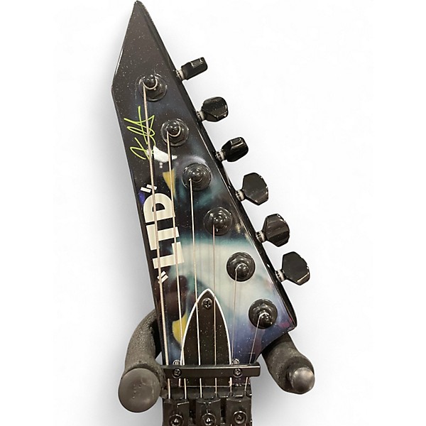 Used ESP LTD Kirk Hammett Signature White Zombie Black Solid Body Electric Guitar