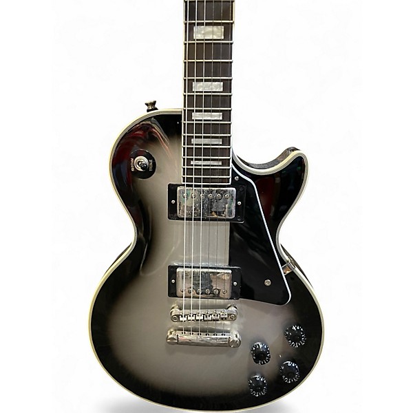 Used Epiphone Les Paul Custom Black and Silver Solid Body Electric Guitar