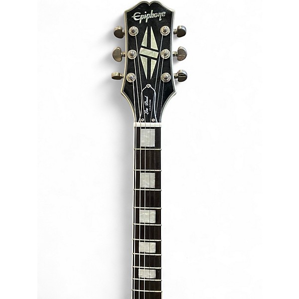 Used Epiphone Les Paul Custom Black and Silver Solid Body Electric Guitar