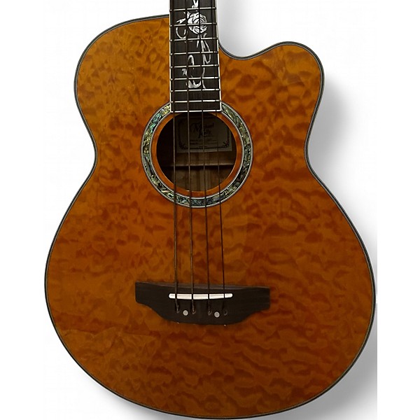 Used Michael Kelly QAB2QAM Trans Amber Acoustic Bass Guitar