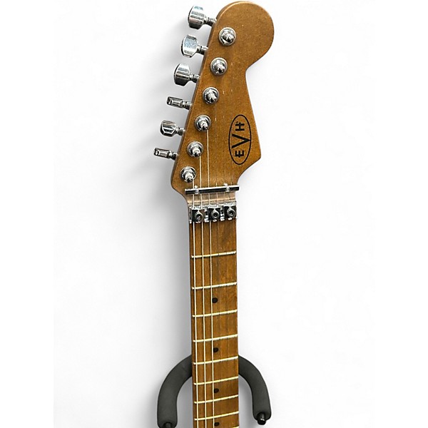 Used EVH Striped Series Frankie Red with Black and White Stripes Solid Body Electric Guitar