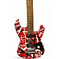 Used EVH Striped Series Frankie Red with Black and White Stripes Solid Body Electric Guitar