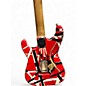 Used EVH Striped Series Frankie Red with Black and White Stripes Solid Body Electric Guitar