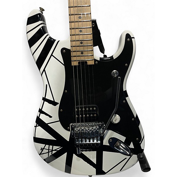 Used EVH Striped Series Black and White Solid Body Electric Guitar