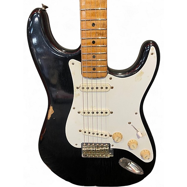 Vintage 1956 Fender Stratocaster "Refinished" Black Solid Body Electric Guitar