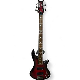 Used Schecter Guitar Research Stiletto Extreme 5 String Crimson Red Burst Electric Bass Guitar