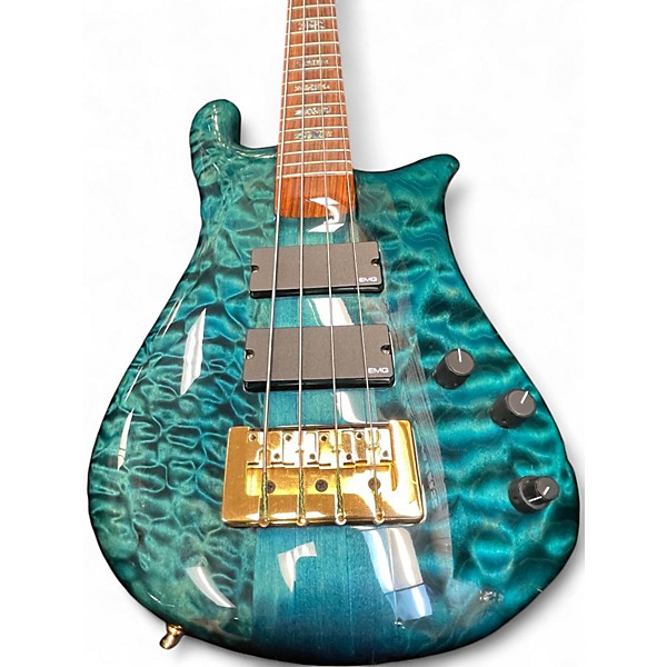 Used 2009 Spector NS4 USA 4 String Turquoise Electric Bass Guitar