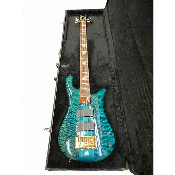 Used 2009 Spector NS4 USA 4 String Turquoise Electric Bass Guitar