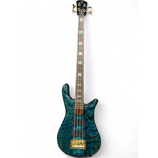 Used 2009 Spector NS4 USA 4 String Turquoise Electric Bass Guitar