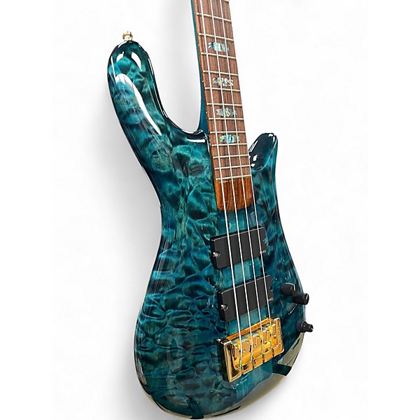 Used 2009 Spector NS4 USA 4 String Turquoise Electric Bass Guitar