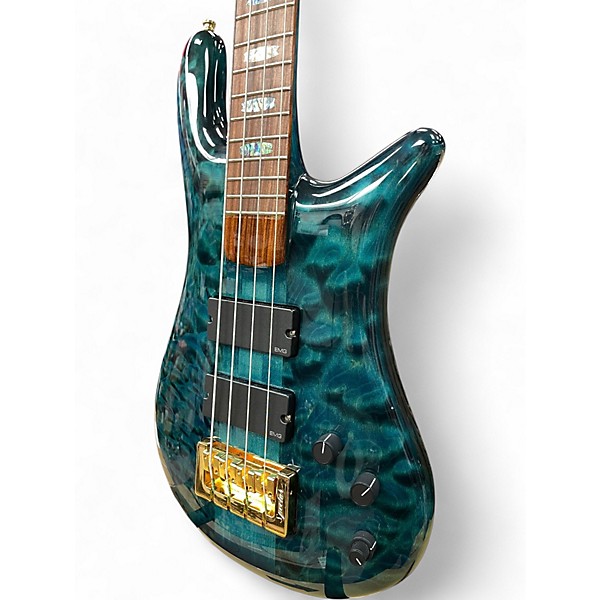 Used 2009 Spector NS4 USA 4 String Turquoise Electric Bass Guitar