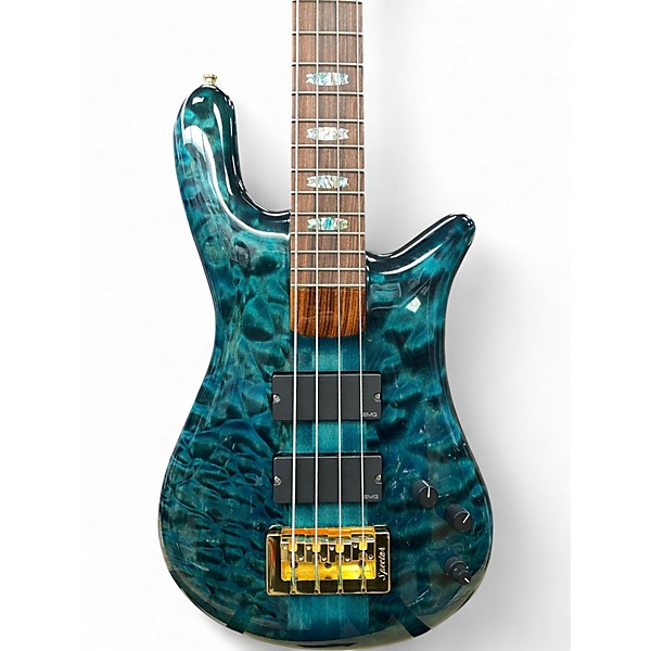 Used 2009 Spector NS4 USA 4 String Turquoise Electric Bass Guitar