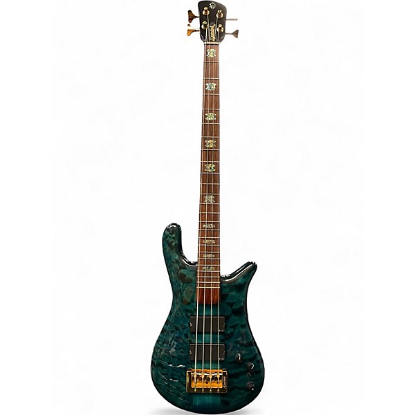 Used 2009 Spector NS4 USA 4 String Turquoise Electric Bass Guitar