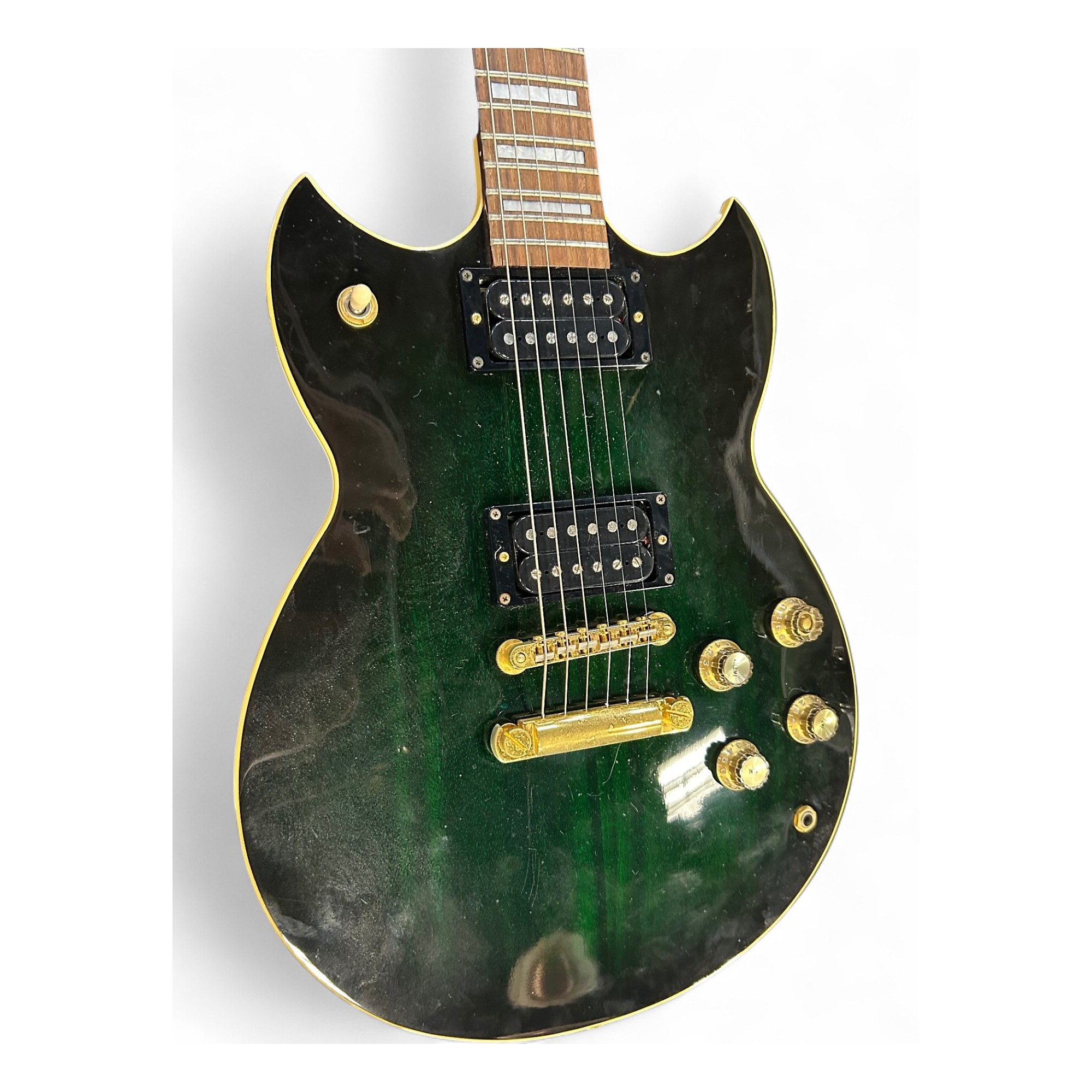 Vintage 1990s Yamaha sg700s Trans Green Solid Body Electric Guitar