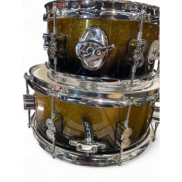 Used PDP by DW 4 Piece DJNY BLACK TO GOLD SPARKLE FADE  Drum Kit