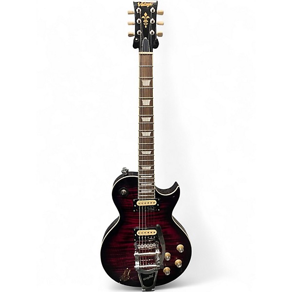 Used Vintage v100plp reissue Trans Crimson Red Solid Body Electric Guitar