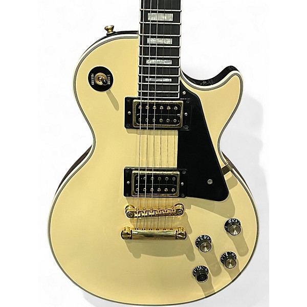 Used Epiphone Les Paul Custom Blackback Pro Antique Ivory Solid Body Electric Guitar