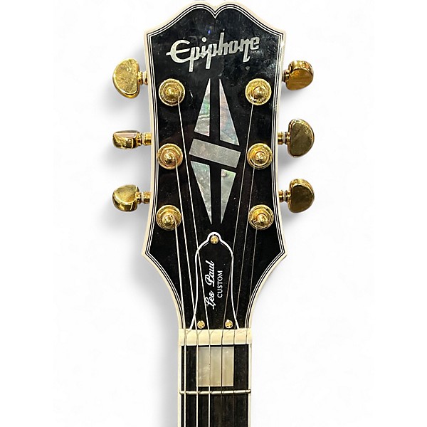 Used Epiphone Les Paul Custom Blackback Pro Antique Ivory Solid Body Electric Guitar