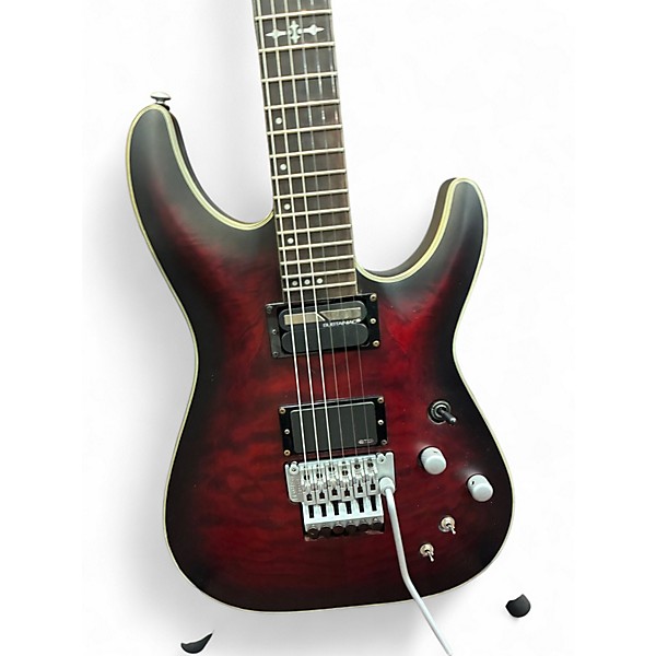 Used Schecter Guitar Research C-1 Platinum FR S Satin Crimson Red Burst Solid Body Electric Guitar