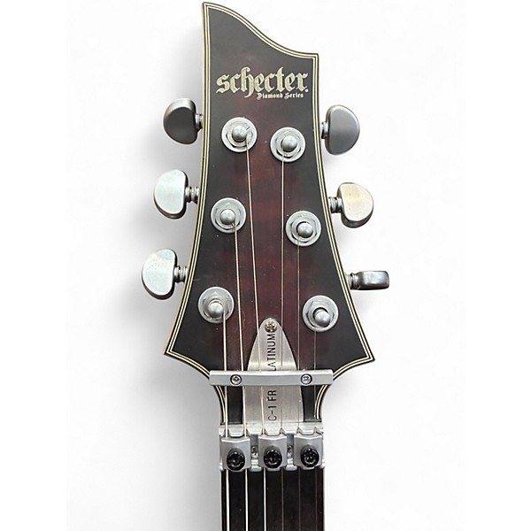 Used Schecter Guitar Research C-1 Platinum FR S Satin Crimson Red Burst Solid Body Electric Guitar
