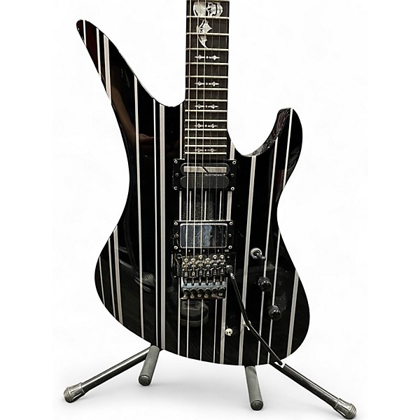Used Schecter Guitar Research Synyster Gates Signature Custom S Black with Silver Pinstripes Solid Body Electric Guitar