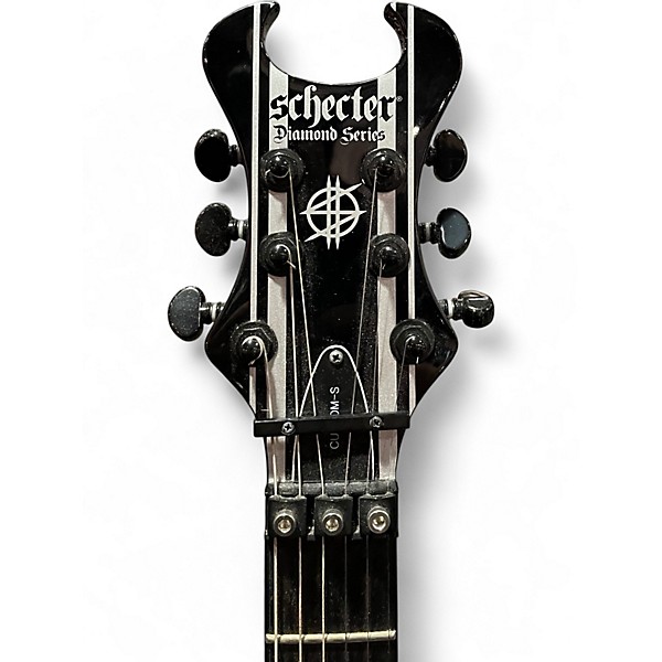 Used Schecter Guitar Research Synyster Gates Signature Custom S Black with Silver Pinstripes Solid Body Electric Guitar