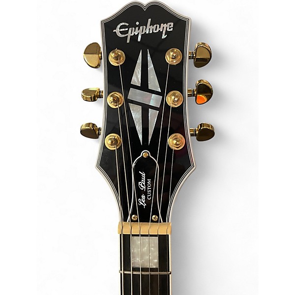Used 2022 Epiphone Les Paul Custom Black Solid Body Electric Guitar